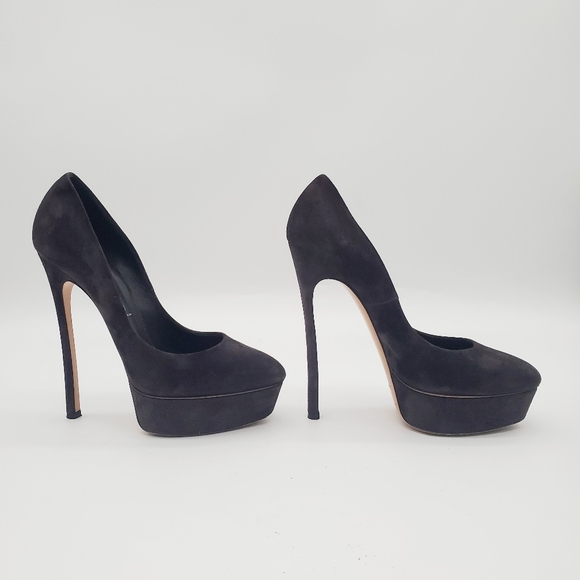 CASADEI Sky High Gray Suede Heels 9 - Picture 6 of 16